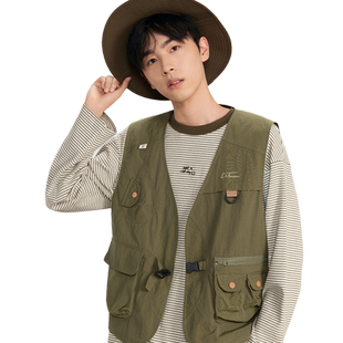 紫涵工装风无袖马甲男女同款春秋新款宽松休闲情侣款外套户外背心