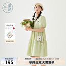 紫涵甜美少女连衣裙女夏季 短裙子 新款 多巴胺穿搭小个子圆领泡泡袖