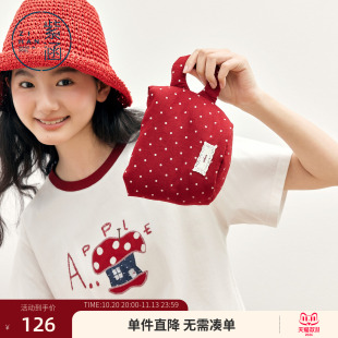 紫涵红色波点茶杯包女2026年夏季新款可爱编织绳肩带斜跨单肩小包
