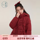 紫涵连帽宽松羽绒服女冬季 新款 甜美蝴蝶结红色保暖休闲白鸭绒外套