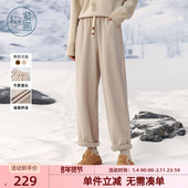 新款 女冬季 美拉德风宽松保暖休闲加厚卫裤 紫涵牛筋高腰百搭直筒裤