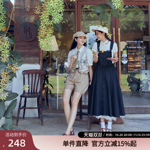 文艺森系T恤吊带连衣裙两件套装 新款 裙 女夏季 紫涵牛仔背带裙套装