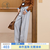 复古简约通勤宽松拖地休闲裤 新款 女2025年冬季 紫涵阔腿牛仔弯刀裤