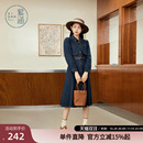 裙子 休闲高腰纯棉中长款 紫涵复古水洗蓝牛仔连衣裙女春秋季 新款