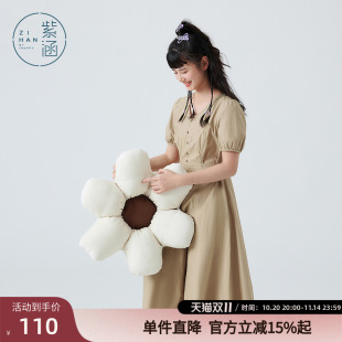 收腰A字纯色通勤显瘦裙子 新款 紫涵V领简约连衣裙法式 中长裙女夏季