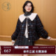 紫涵仿羊羔毛娃娃领短外套女2025冬季 复古咖格牛角扣宽松棉服 新款