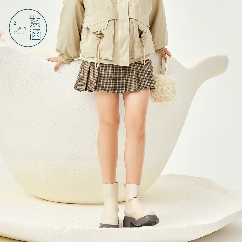 紫涵不规则百褶半身裙女2023年新款甜美学院风内衬防走光高腰短裙