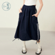 学院风高腰a字裙子 新款 紫涵藏青抽绳户外穿搭工装 半身裙女士夏季