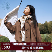 紫涵立领短外套女2025年冬季 仿羊羔毛加绒牛角扣拉链夹克上衣 新款