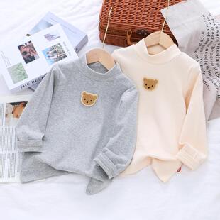 男童女童纯棉中领打底衫 25春秋新款儿童装宝宝半高领内搭上衣T恤