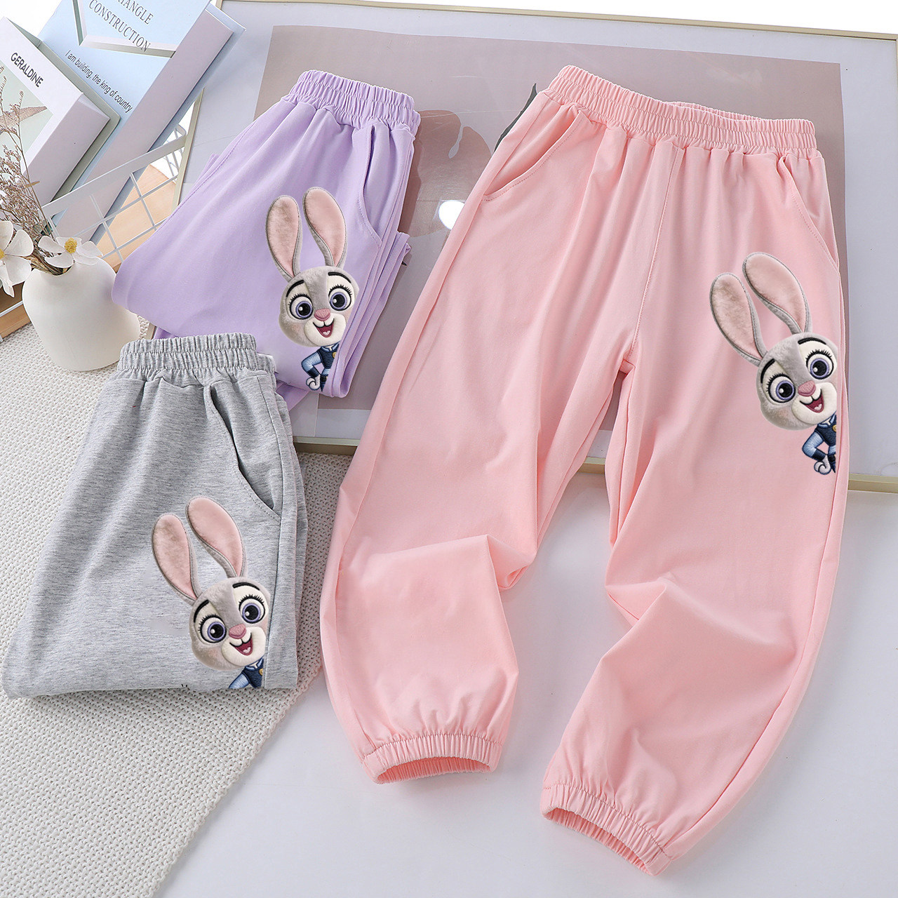 女童男童纯棉防蚊裤春夏薄款休闲运动裤儿童动物城朱迪宽松长裤子