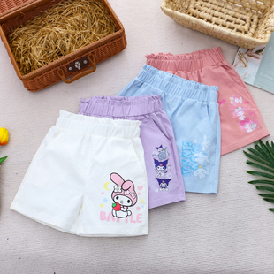 女童纯棉休闲裤短裤夏季薄款儿童装小女孩宝宝裤子宽松卡通花苞裤