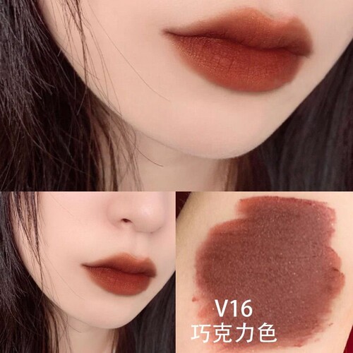 完美日记天鹅绒唇釉V16巧克力色雾面哑光唇膏v10口红V01MINI中样