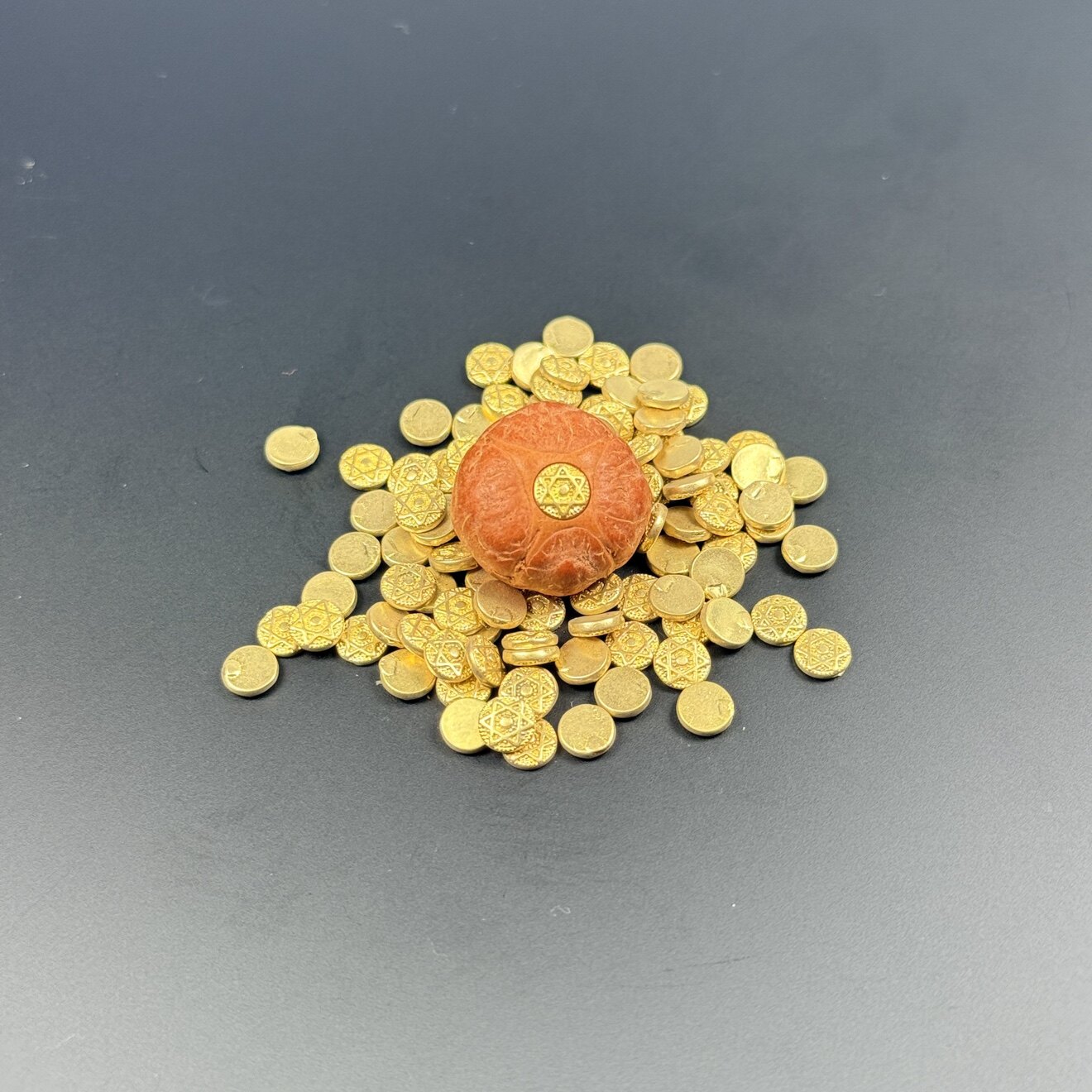 不掉色纯黄铜镶嵌标克罗六芒星面具三角凤眼菩提星月配件文玩配饰