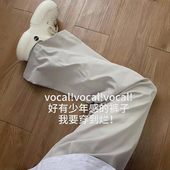 子女高腰垂感宽松小个子阔腿长裤 浅灰色山本裤 裤 薄款 女2025年夏季