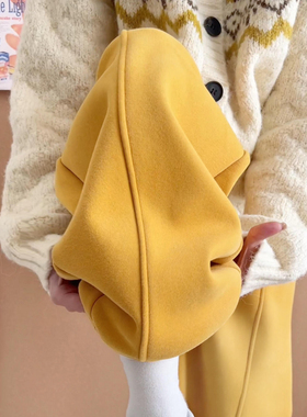 黄色韩系弯刀裤女冬季2026年新款加长款慵懒风高腰显瘦阔腿休闲裤