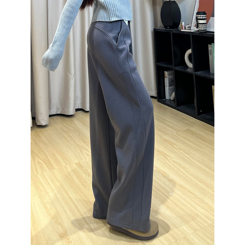 灰色lulu卫裤女秋季2025年新款高腰显瘦休闲运动直筒宽松垂感裤子