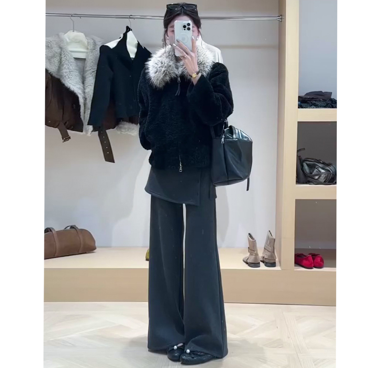 2026春季新款深灰色纽扣开叉屁帘裤女高腰遮胯显瘦直筒毛呢阔腿裤,女装/女士精品,休闲裤,淘宝优惠券,粉丝福利购,淘宝优惠卷