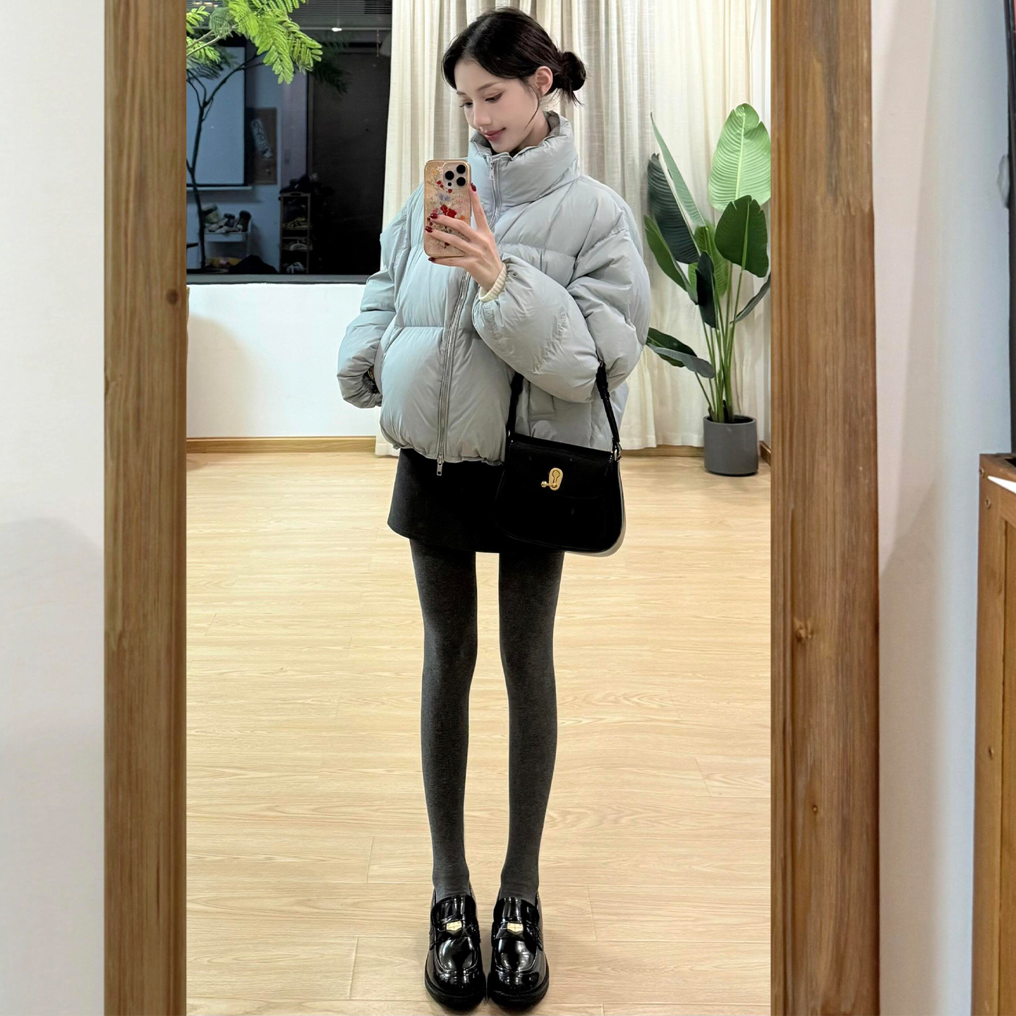 黑色毛呢半身裙女a字紧身包臀