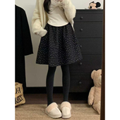 黑色韩系复古碎花毛呢短裙女春季 2026年新款 休闲加厚保暖A字中裙