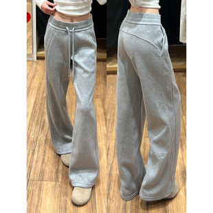 高腰显瘦休闲直筒宽松垂感卫裤 2025年新款 子女秋季 灰色lulu运动裤