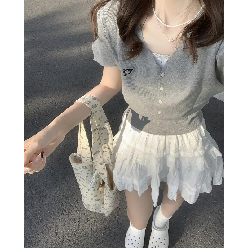 白色蕾丝半身短裙女春夏2025新款小个子a字蛋糕裙小清新蓬蓬裙子