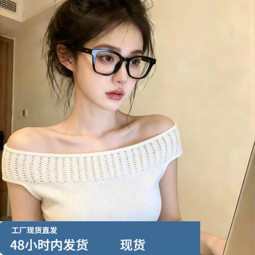自留款推荐~白色一字肩镂空无袖针织衫女夏季新款高级感显瘦上衣