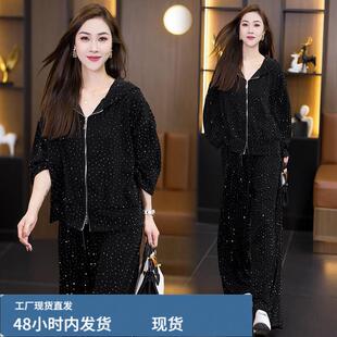 衣服女款2026新款风休闲运动套装女韩版大码春季套装