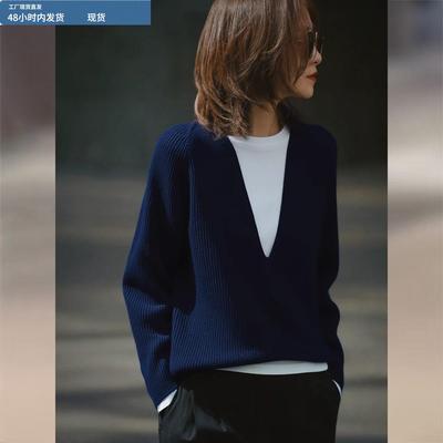 假两件V领针织衫上衣女冬季新款内搭可外穿高级感慵懒风宽松毛衣