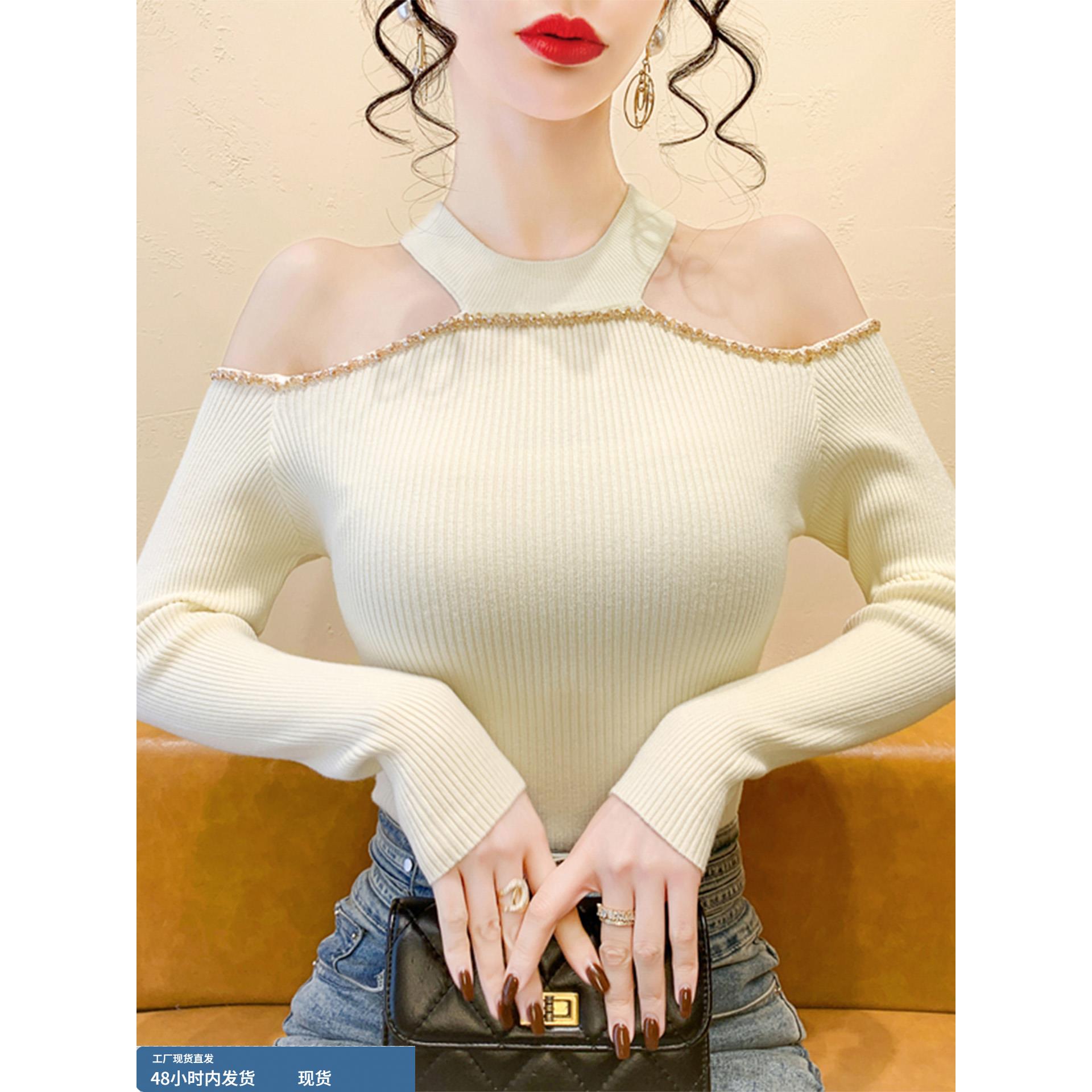 镂空挂脖半高领针织打底衫女秋冬2025新款穿搭超好看内搭上衣毛衣