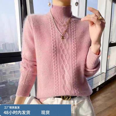 黑色毛衣女秋冬半高领内搭打底可外穿羊毛宽松针织衫时尚套头上衣