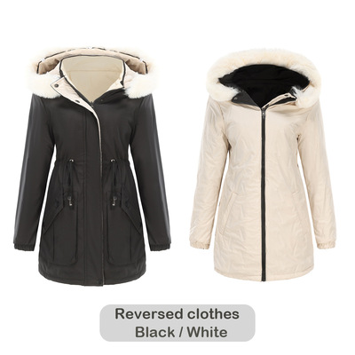 Wear long sleeved zipper thick cotton jacket on both sides