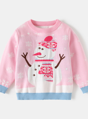 Children's clothing, girls' Christmas sweaters, baby snowman