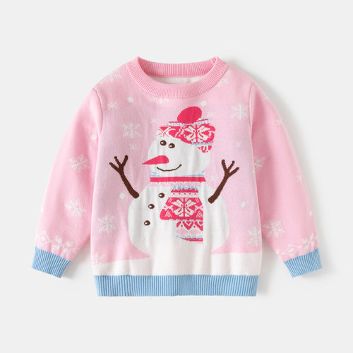 Children's clothing, girls' Christmas sweaters, baby snowman