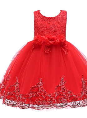 lace princess wedding dress girls party prom dress for kids