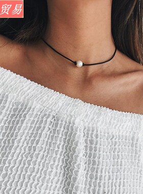 Pearl necklace Clavicle necklace Three beads handmade 项链女