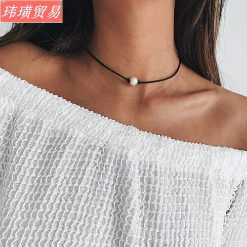 Pearl necklace Clavicle necklace Three beads handmade 项链女