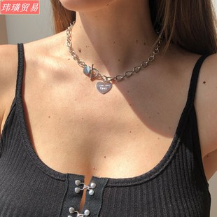 Chain pendant punk Hot necklace fashion Thick Heart selling