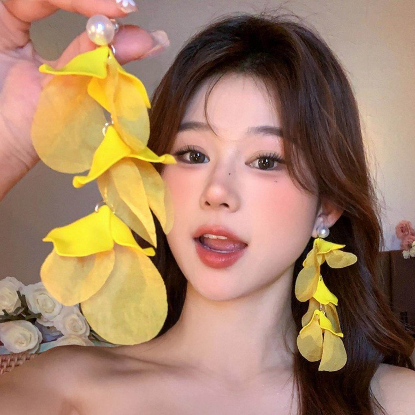 花瓣流苏耳钉女2026新款爆款