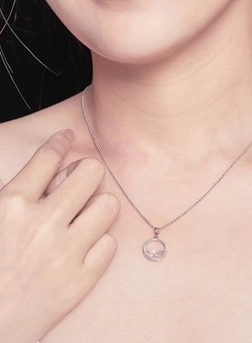 一汪清泉铜电镀18k真金锆石锁骨链女生节日礼物圆环气质流行项链