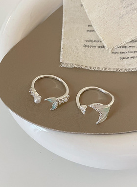 韩国小众设计感鱼尾开口戒指女简约时尚潮流气质优雅百搭指环戒子