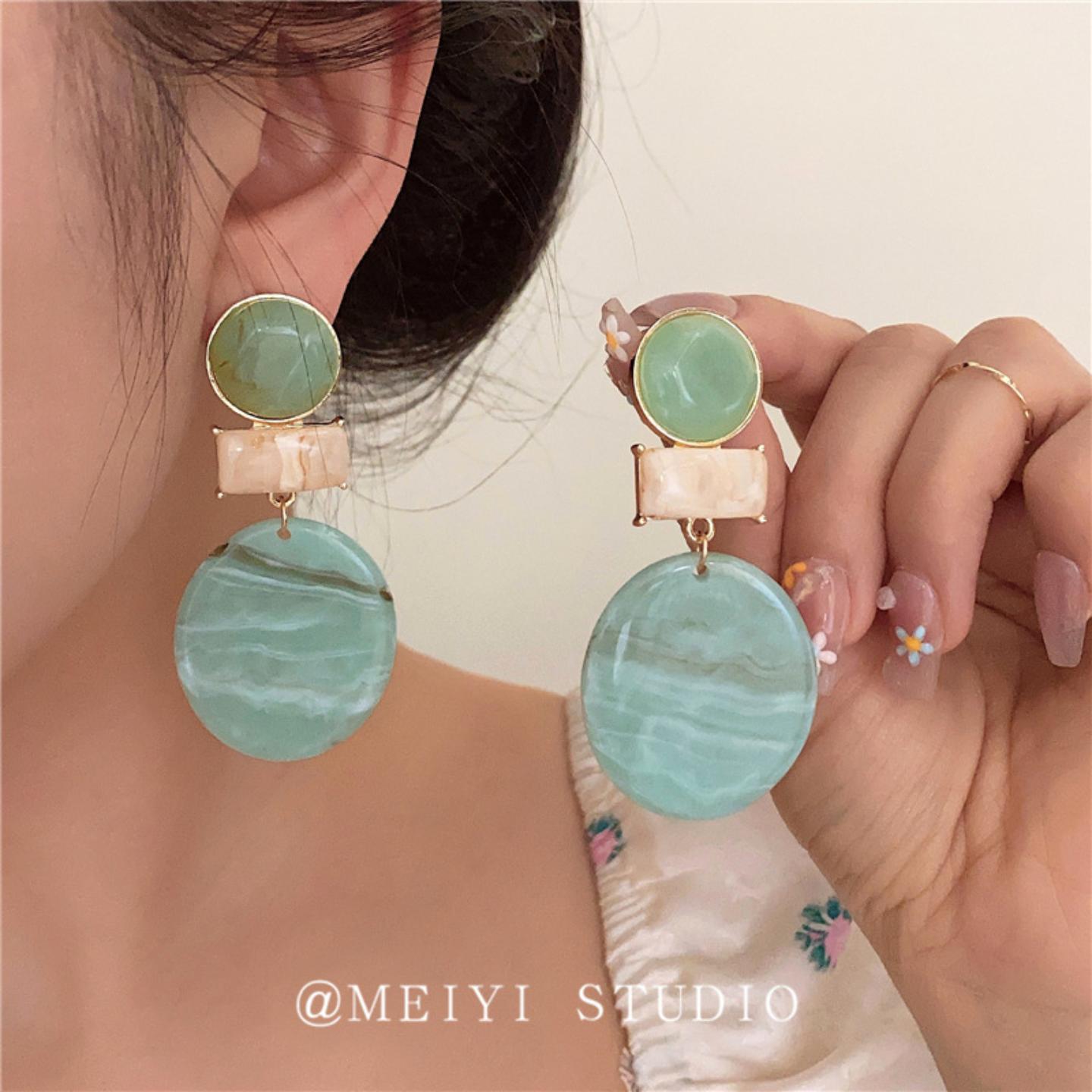夏季新品欧美晕染亚克力几何吊坠