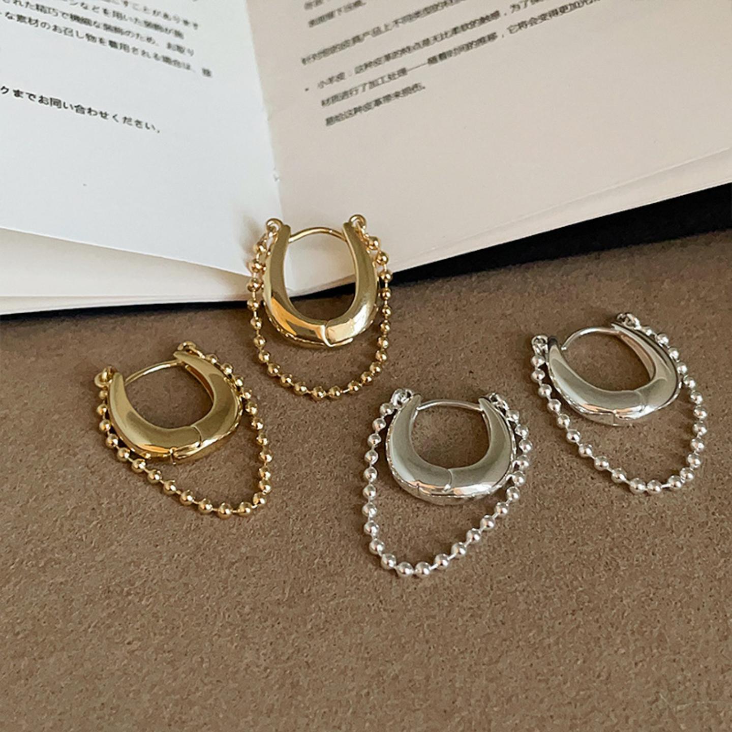设计感链条流苏金属耳扣女小众