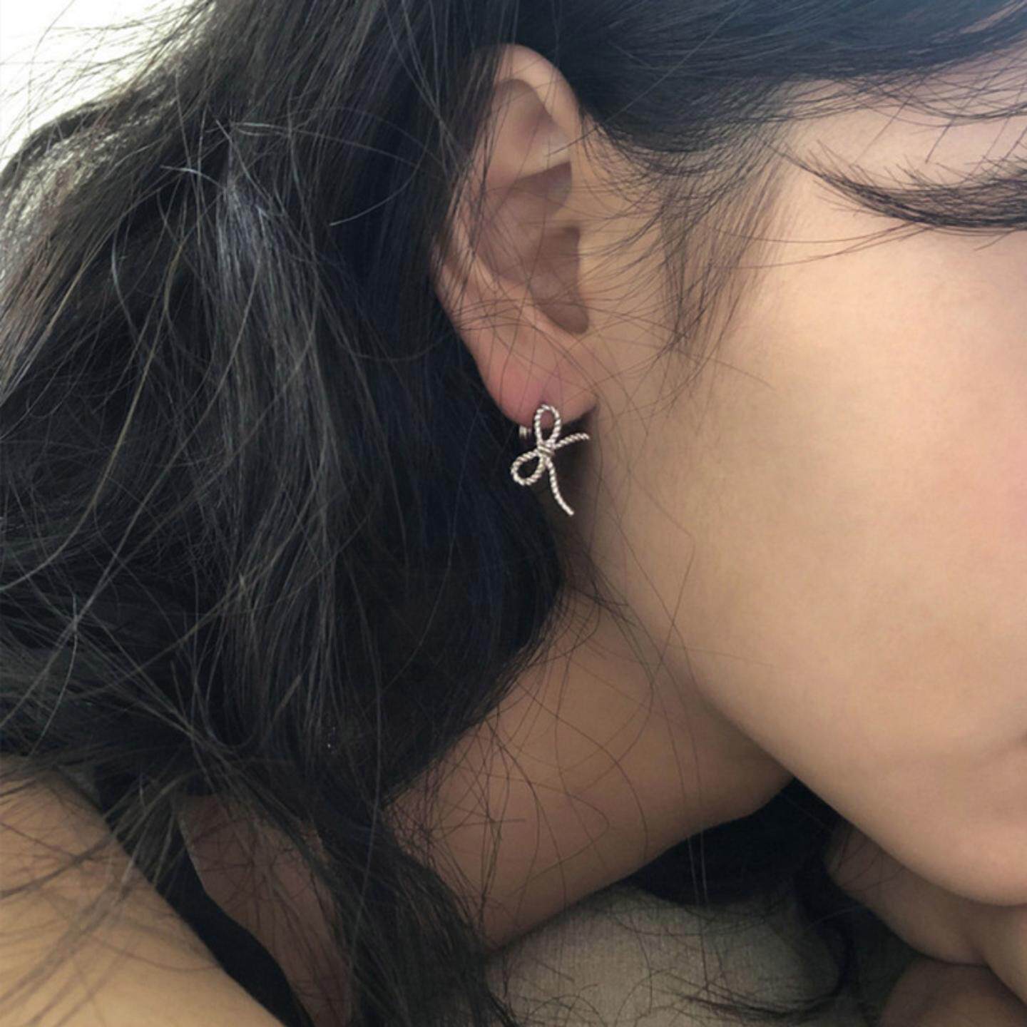麻花金属蝴蝶结耳扣女设计感甜美个性气质时尚优雅百搭耳环耳饰