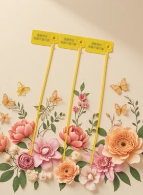 一次性防伪扣防拆标签吊牌服装鞋子退换凭证防盗塑料封条 防调包