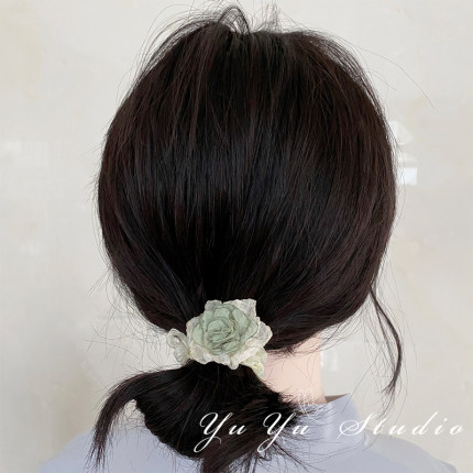 干枯玫瑰花朵发绳森系发圈2024新款头饰山茶花头绳发饰高级感头花