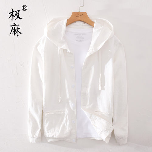 清新连帽百搭休闲苎麻夹克
