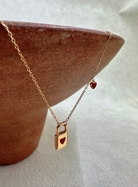 S925通体银镀18k金 锁头吊坠细项链RE053