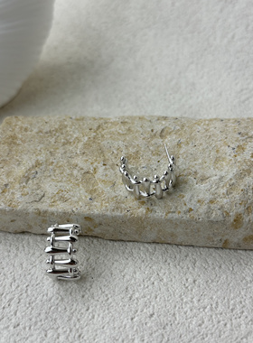 S925银白金色 编织耳环耳扣 RE032