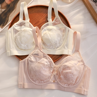 古今诗调整型薄款 大胸显小内衣女收副乳防下垂软钢圈性感蕾丝文胸